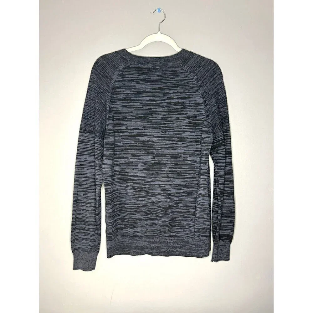 H&M 3D Knit Sweater Men's M Navy Blue 100% Cotton Geometric Moto Design Normcore